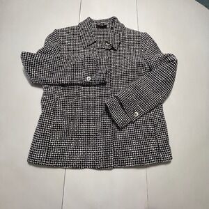 Tweed Jacket Womans Medium Houndstooth Minimalist Capsule Corpcore Office Blazer